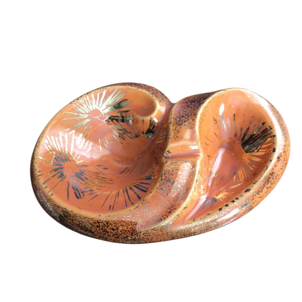 MCM Atomic Sunburst Ashtray Gold Orange Vintage 1960’s